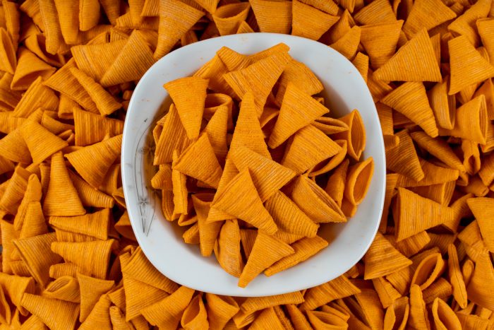 Pile,Corn,Chips,snack,chips,On,A,White,Bowl